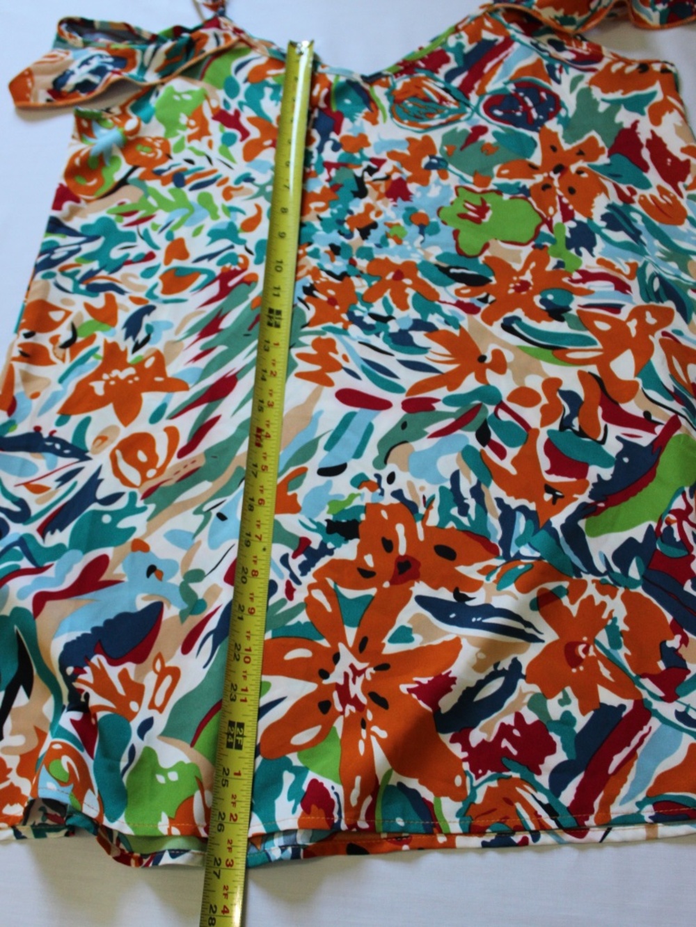 Colorful Abstract Floral Ruffle Cami Mini Dress Size Large - Picture 5 of 5